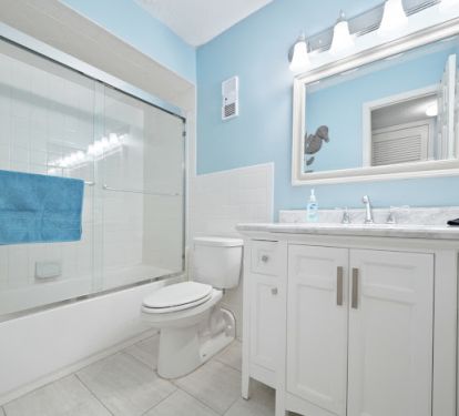 Full bath and shower in guest bath