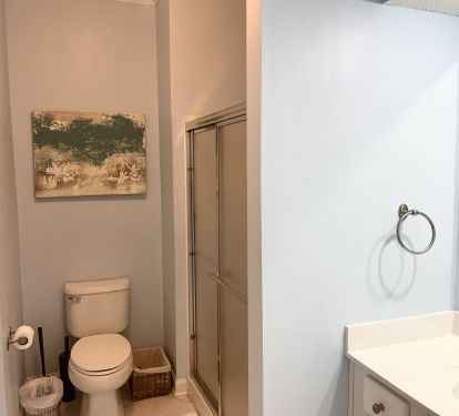 BLUE GUEST ROOM BATH &amp; POWDER ROOM (CAN BE ACCESSED FROM HALLWAY AS WELL) 