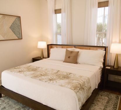 King bedroom also features Smart streaming TV and walk-in closet.