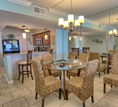 Tastefully decorated dining room
