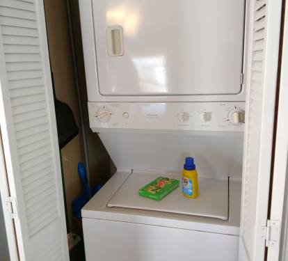Washer and Dryer. We provide a small amount of laundry soap and dryer sheets.