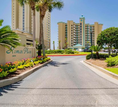 Front of Romar Place Condo Building from Perdido Beach Blvd