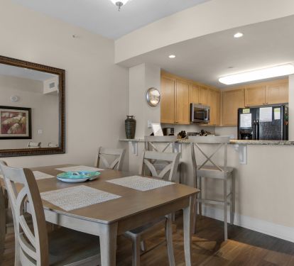 Comfortable dining for six.