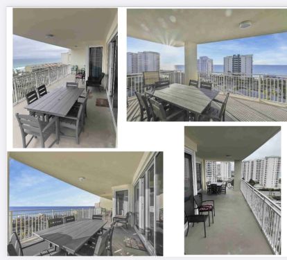 Beautiful views from our oversized balcony with a full size dining table