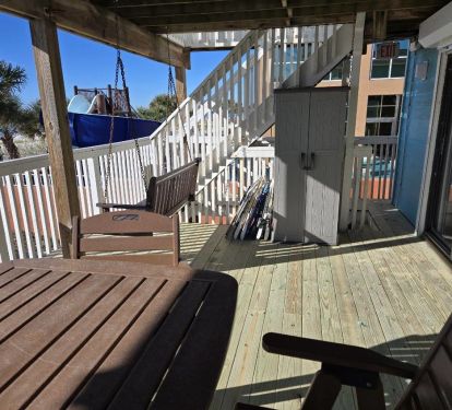 Beach chairs and cabinet with beach toys 