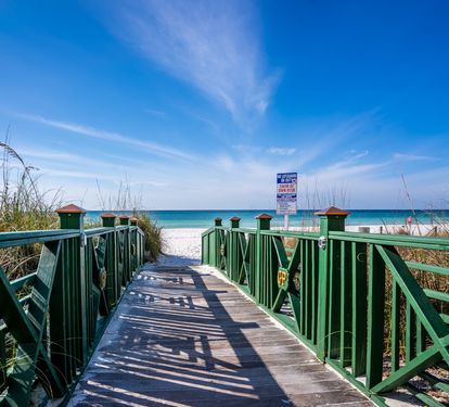 Private beach entrance, no steps