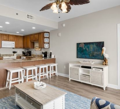 Cook and gather in a bright, fully equipped kitchen with granite counters