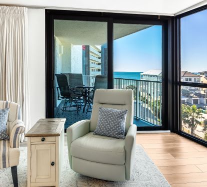 corner windows lead to a private Gulf view balcony!