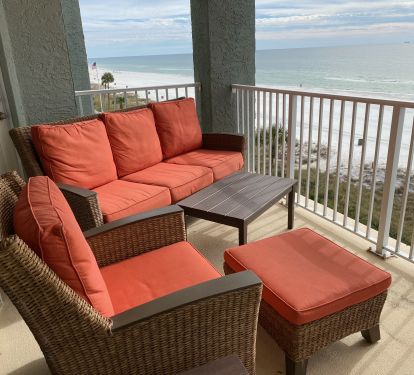 Cushioned Sitting Area on Balcony