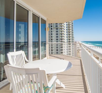 Table and four chairs for outside dining.