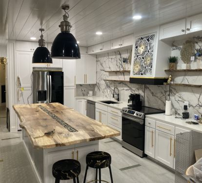 BRAND NEW CUSTOM KITCHEN , PECAN WOOD COUNTERTOP, NEW APPLIANCES, ONE-OF-A-KIND!