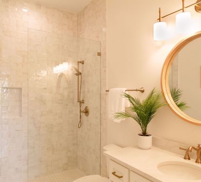 2nd floor on-suite queen room bath with artisan tile shower!
