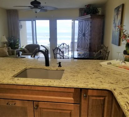 View of beach from kitchen