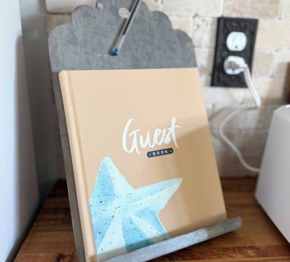 Check out our guest book during your stay! Located on the kitchen counter.