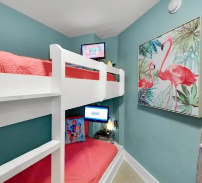 Both bunks are equipped with their own tv screen