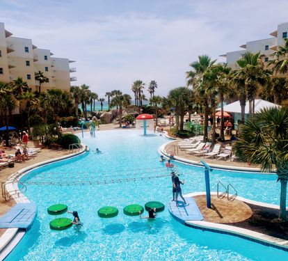 Zero entry main pool with activity course.