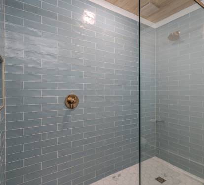 Large open shower allows easy access