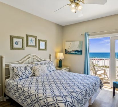 Second Floor King Bedroom- walkout balcony overlooking the ocean! TV w/ cable.