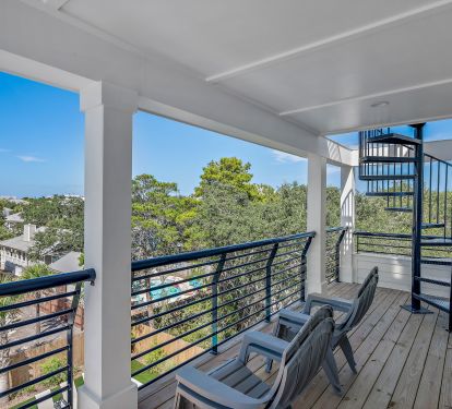 spiral staircase to rooftop balcony