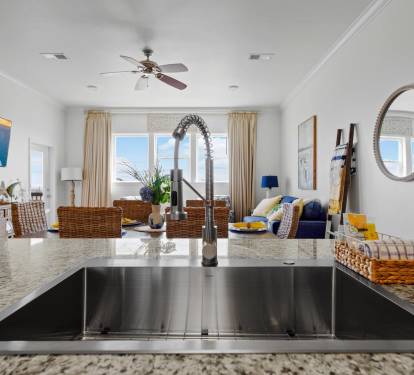 This extra large sink includes a professional-style sprayer with a pull-down mechanism.