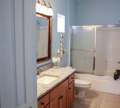 New granite countertops in full bath on 2nd level