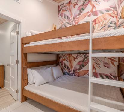 Room 2 of the double bunk room with Queen over Queen beds.