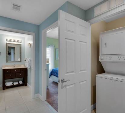 A combo washer/dryer is next to the queen bedroom and second bath.