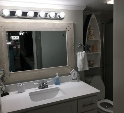 Master bathroom with great lighting and space.