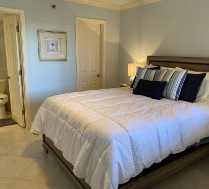 Queen bed with private access to bath 