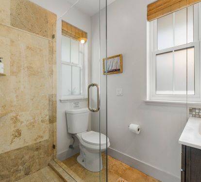 Private yet light filled bathroom