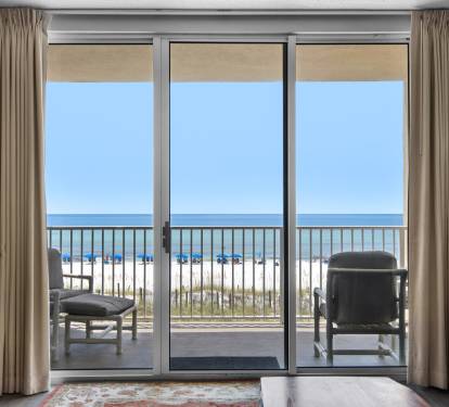 Ocean view from the living room and balcony off the living room.