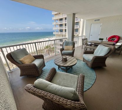 Guests love our spacious and comfy balcony...and beach toys!