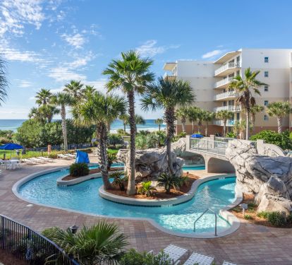 Wow! You can see the ocean AND the inviting lazy river right from your balcony