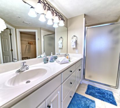 Master Bath - two sink Vanity, large walk-in shower with two shower Heads!