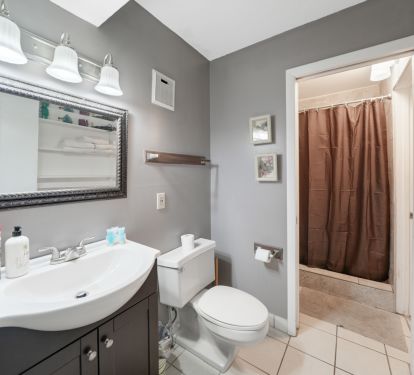 newly renovated bathroom and stand up shower
