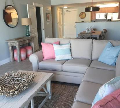 High end sectional with sleeper. Every piece of furniture has been replaced!
