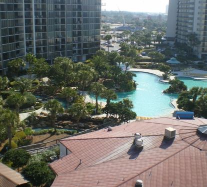 Adjacent lagoon pool and restaurant.  The best place on Panama City Beach!