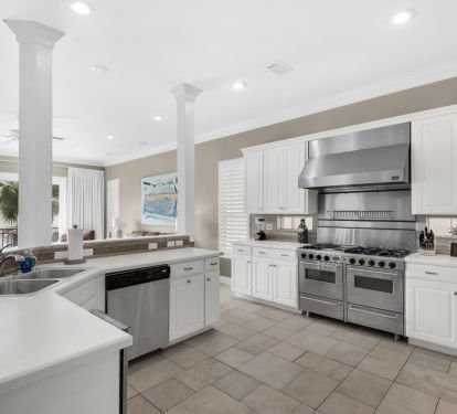 KITCHEN W/ DOUBLE DOOR FRIG, DISHWASHER, DISPOSAL, ICE MAKER &amp; LARGE RANGE