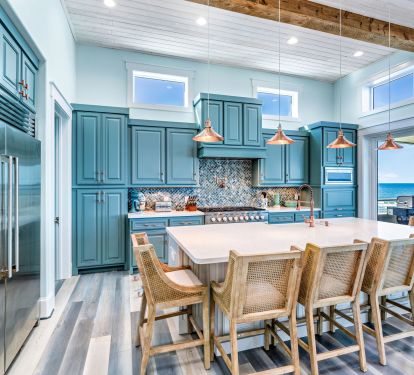 Custom kitchen cabinetry with large 10' island
