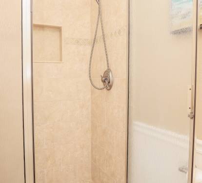 The second full bath offers a walk-in shower as well.