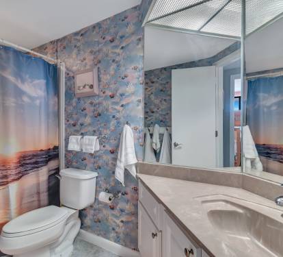 Guest bath with a huge bathtub to bath the littles or yourself!