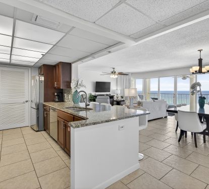 Floor to Ceiling Gulf Views from Kitchen, 