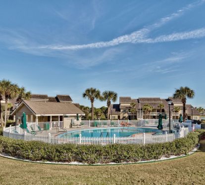 Large pool and sun deck is 10 steps from your patio