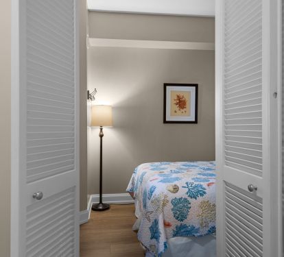 Doors on bonus room allow for privacy and noise reduction.
