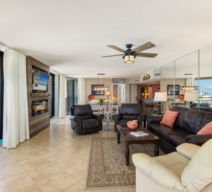 living area with 3 recliners plus sleeper sofa