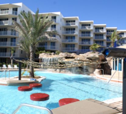 Lilypad challenge in middle zero entry pool-fitness center on right.