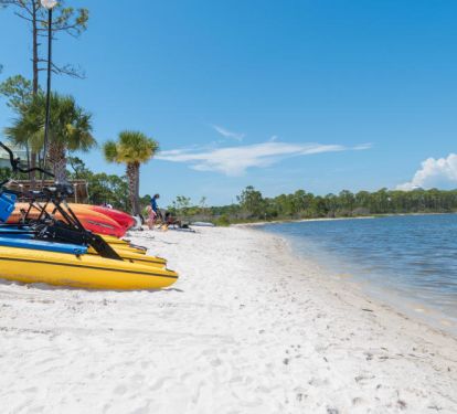 Marina beach has kayaks paddle boards etc for the Bay 