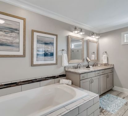 3rd Floor Master King bathroom with shower and soaking tub.