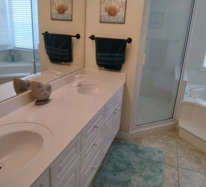 Double sink in master suite.