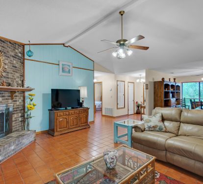 Large open living room with TV